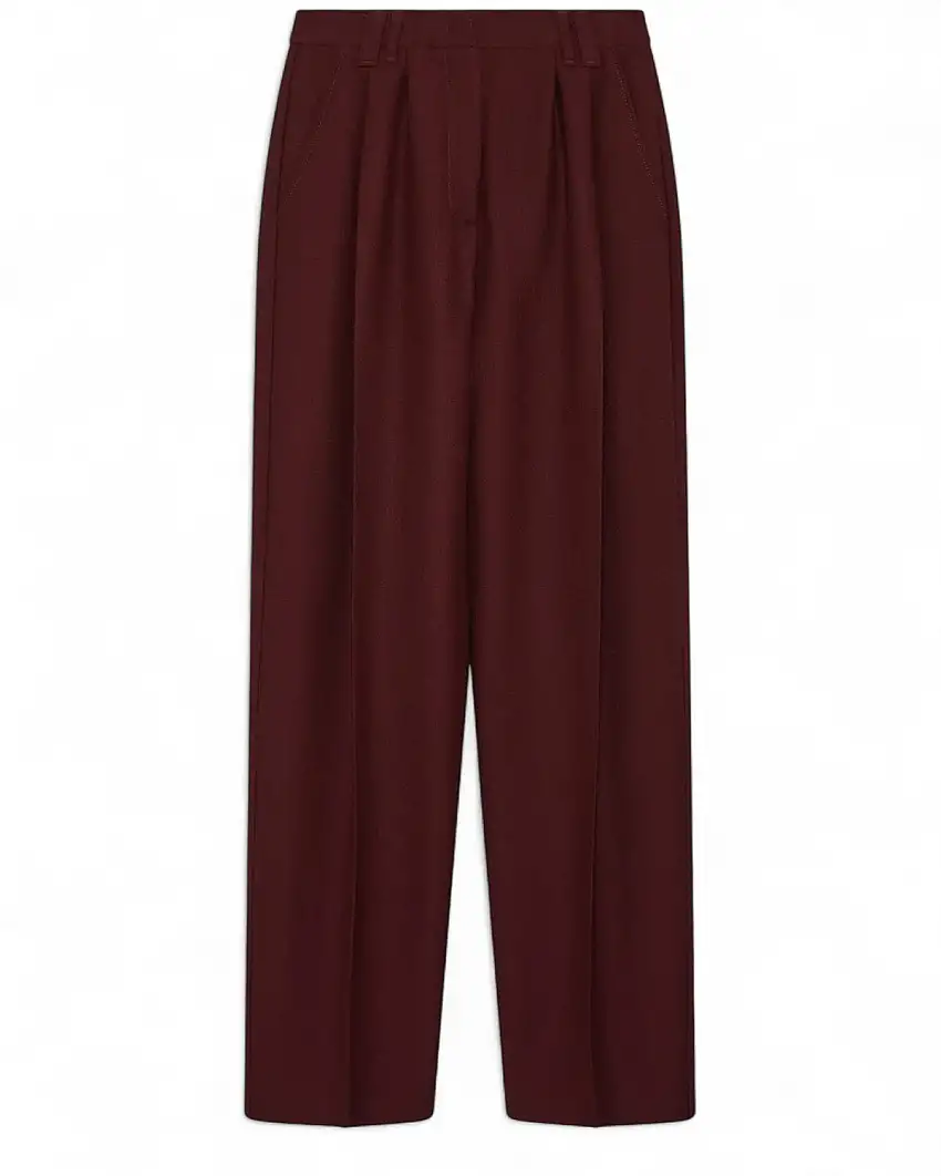 Pantaloni ampi in sablé con pince eleganti