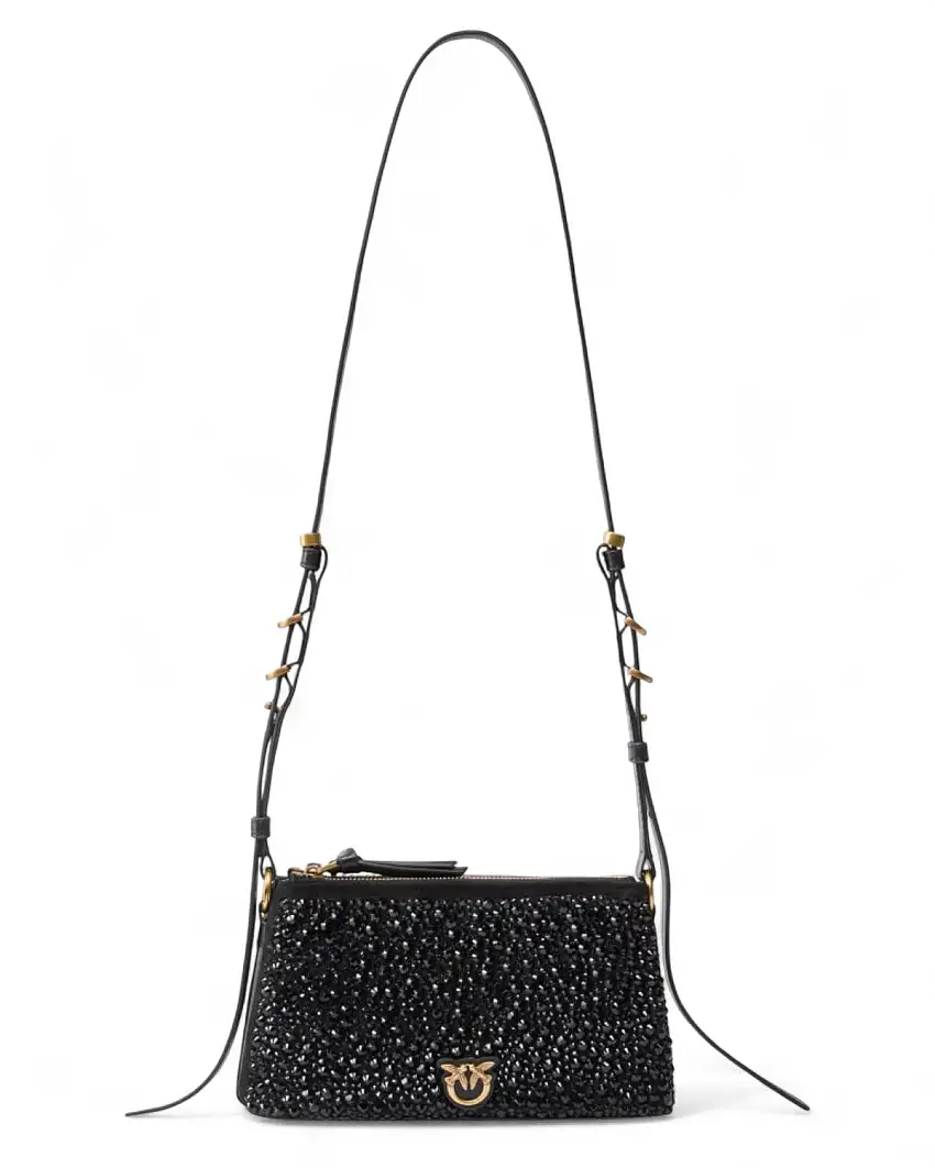 Pinko Borsa Pinko Double Mini in pelle con strass e tracolla lunga | Vittorio Citro - Dal 1920