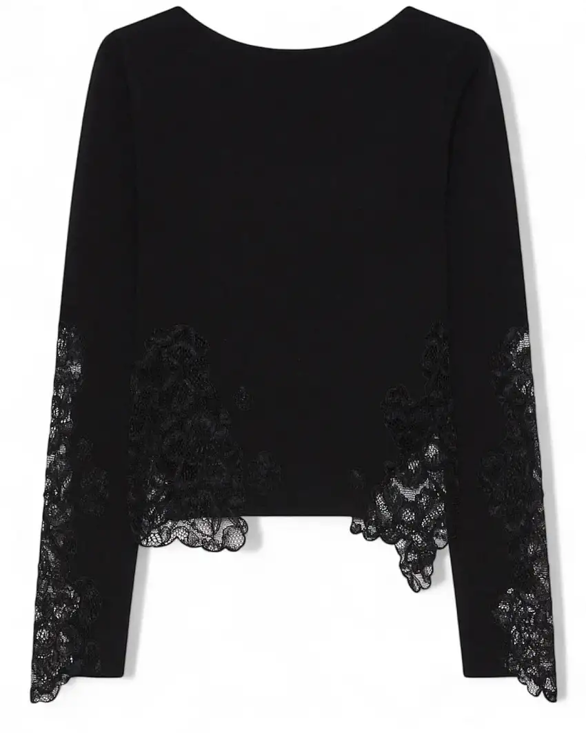 Marella Maglia aderente in lana stretch con pizzo su polsi e fondo | Vittorio Citro - Dal 1920