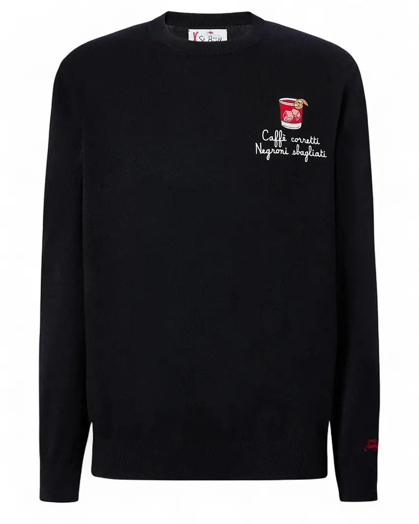 Maglione Misto Cashmere con Ricamo Unico