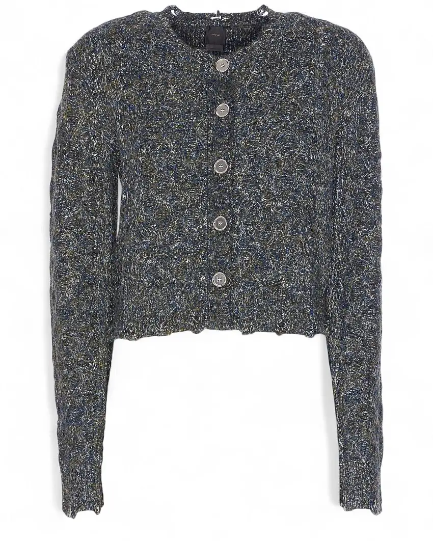 Cardigan Donna Punto Treccia con Bottoni