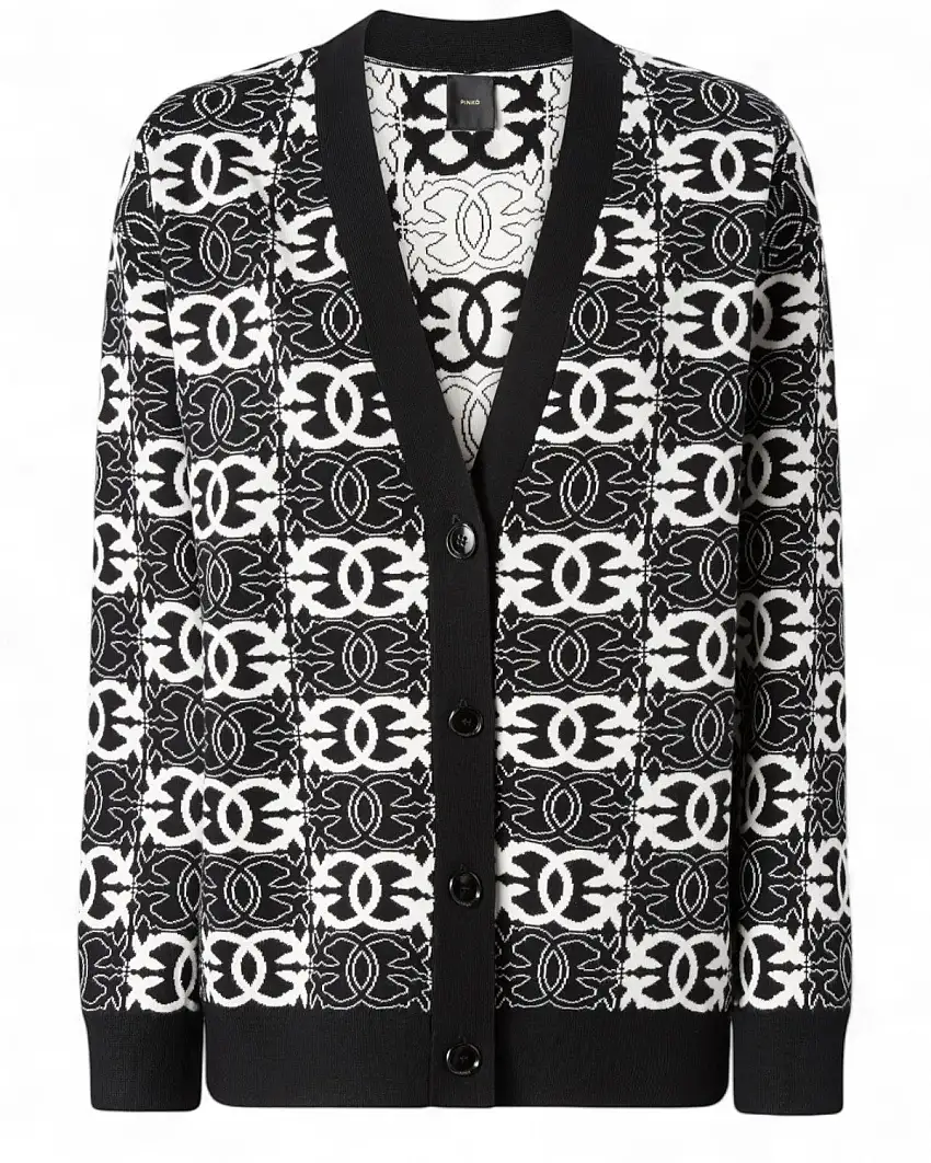 Cardigan Oversize con Logo Love Birds di Pinko