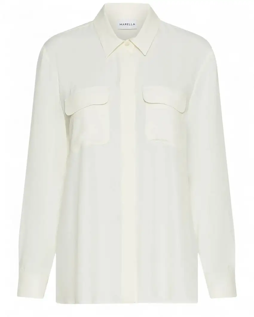 Camicia in Misto Seta con Tasche Applicate