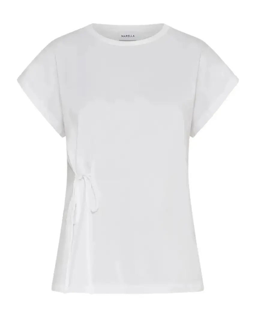 T-shirt in Cotone Bianco con Fiocco Laterale | Novità Donna
