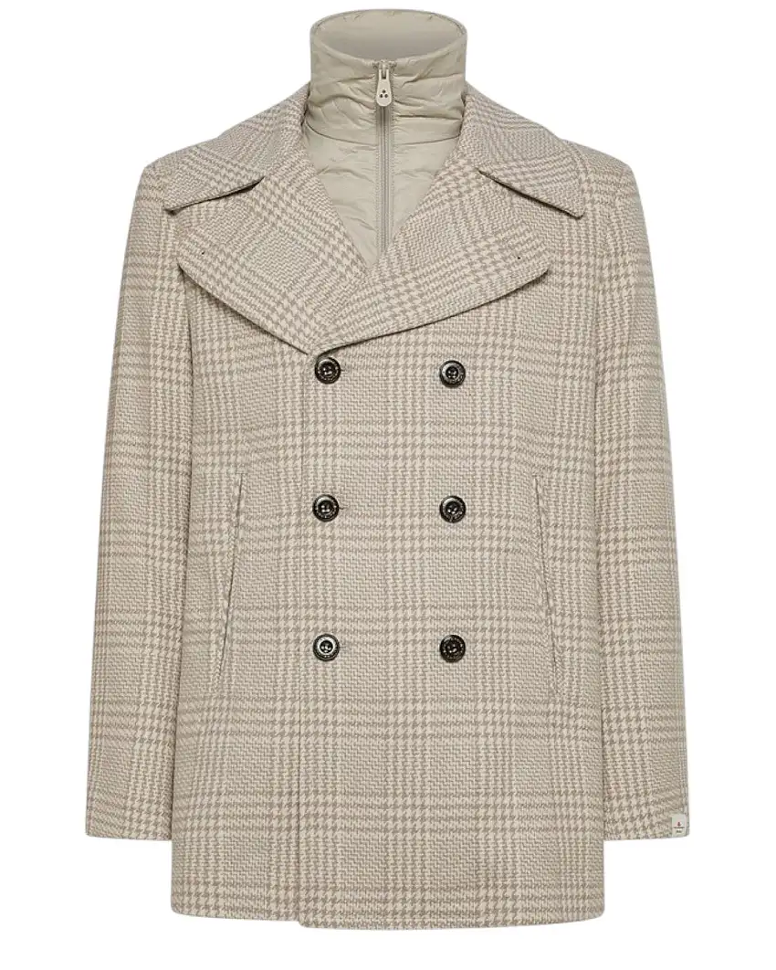 Giacca doppiopetto Peuterey Première in misto lana check con pettorina
