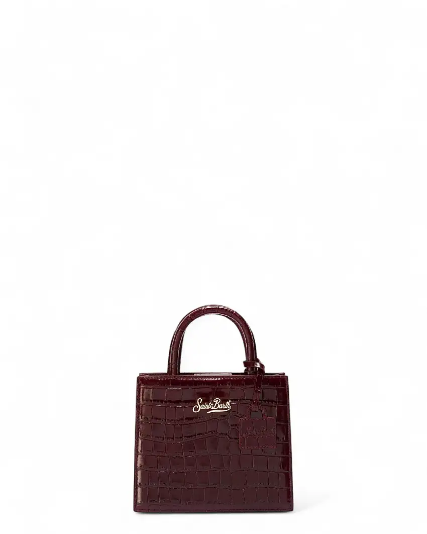 Shop Bag Mini in Pelle Bordeaux Stampa Cocco – Borsa Saint Barth