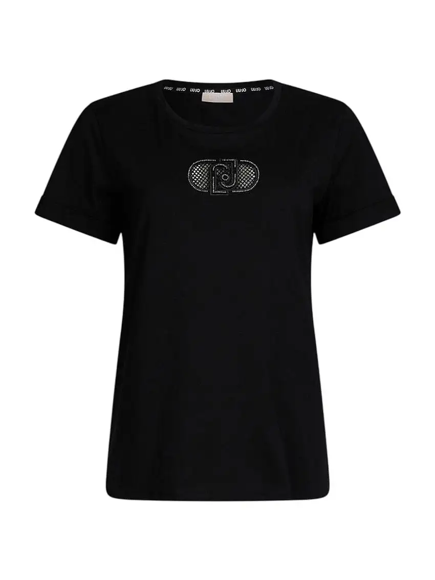 LIU JO SPORT Women's T-shirt TA5180JS923 M9308 Black/LJ holed