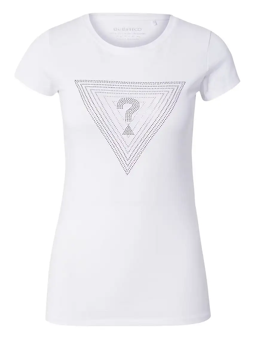 GUESS Women's T-shirt SS TRIANGLE OMBRE R3 TEE W5GI43 KA0Q1 G011 White