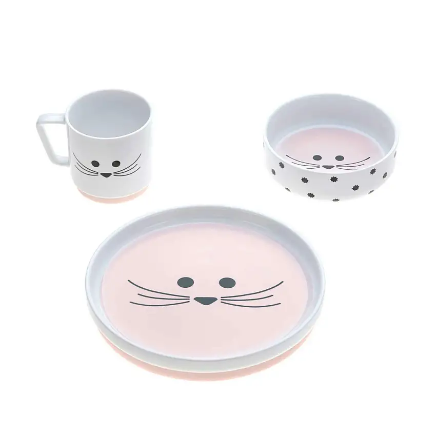 Set di stoviglie in porcellana per bambini in silicone antiscivolo Lässig Little Chums Souris