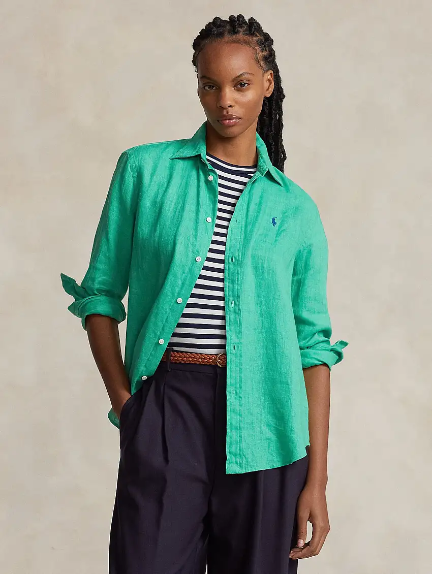 Camicia in Lino Over Verde