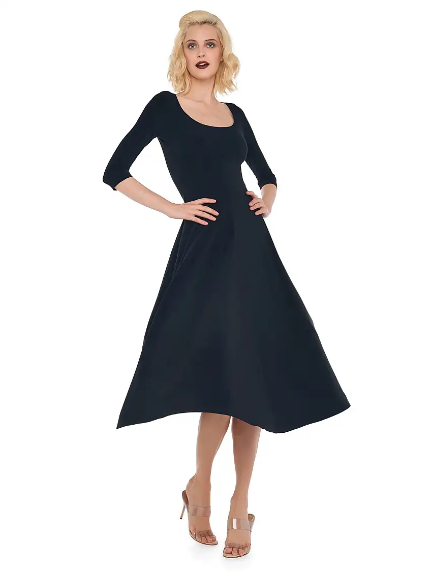 Abito con Scollo a V Reversibile Nero