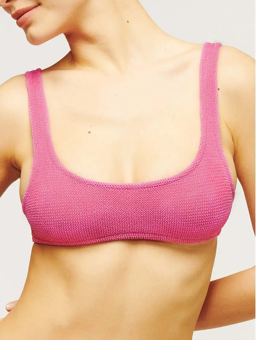 Top da Bagno Increspato Lurex Fucsia