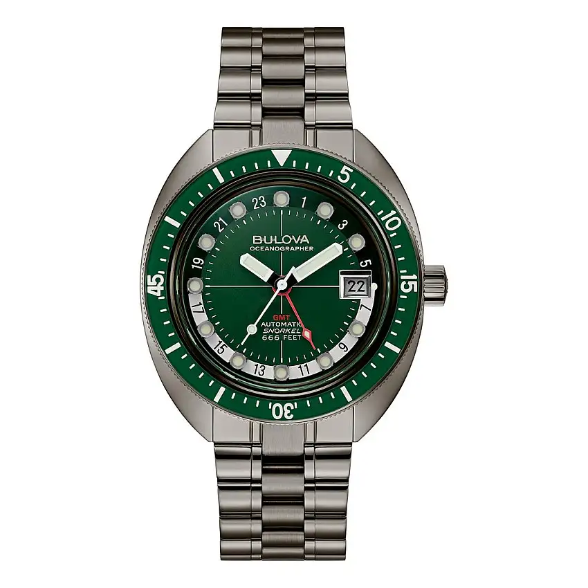 Bulova Men's Oceanographer Gmt Green Watch - 98B415