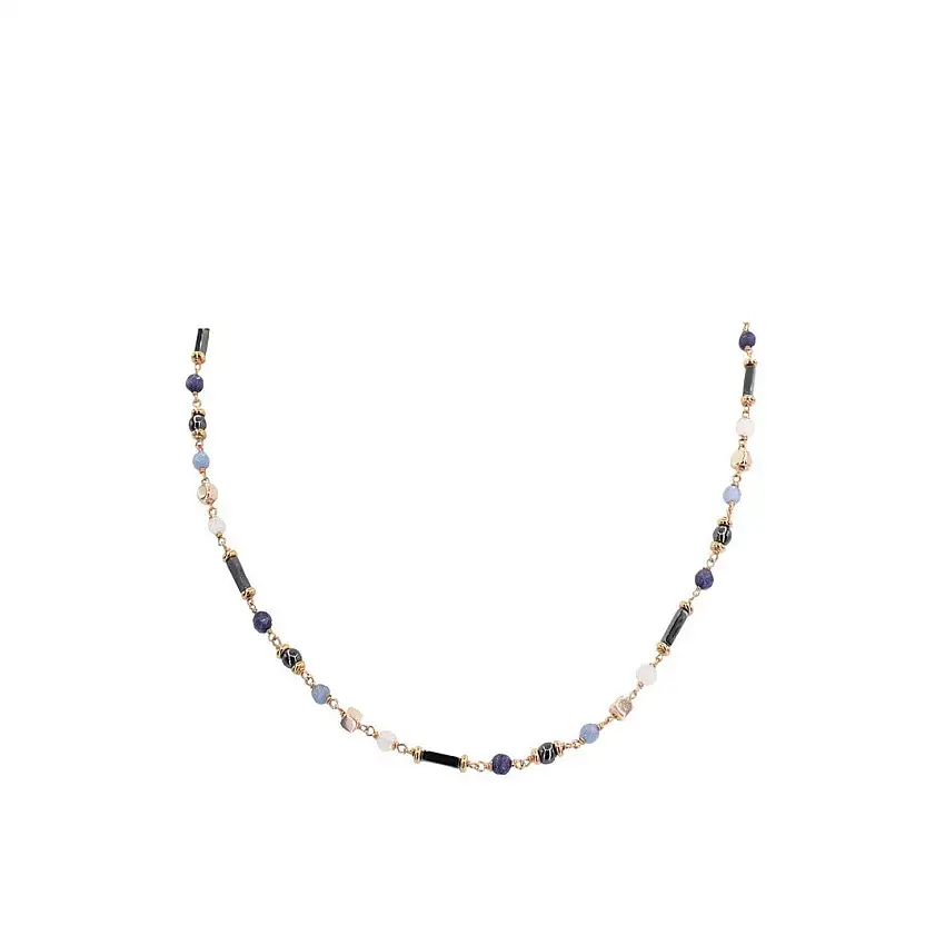 Alisei Necklace Woman Blue Jade and Hematite - C223