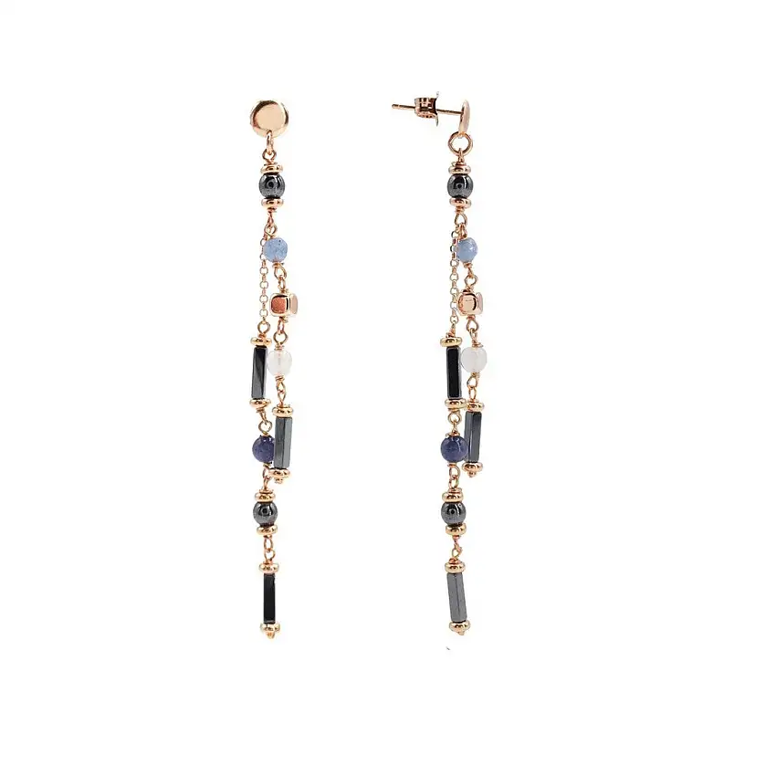 Alisei Women's Earrings Blue Jade and Hematite - O225