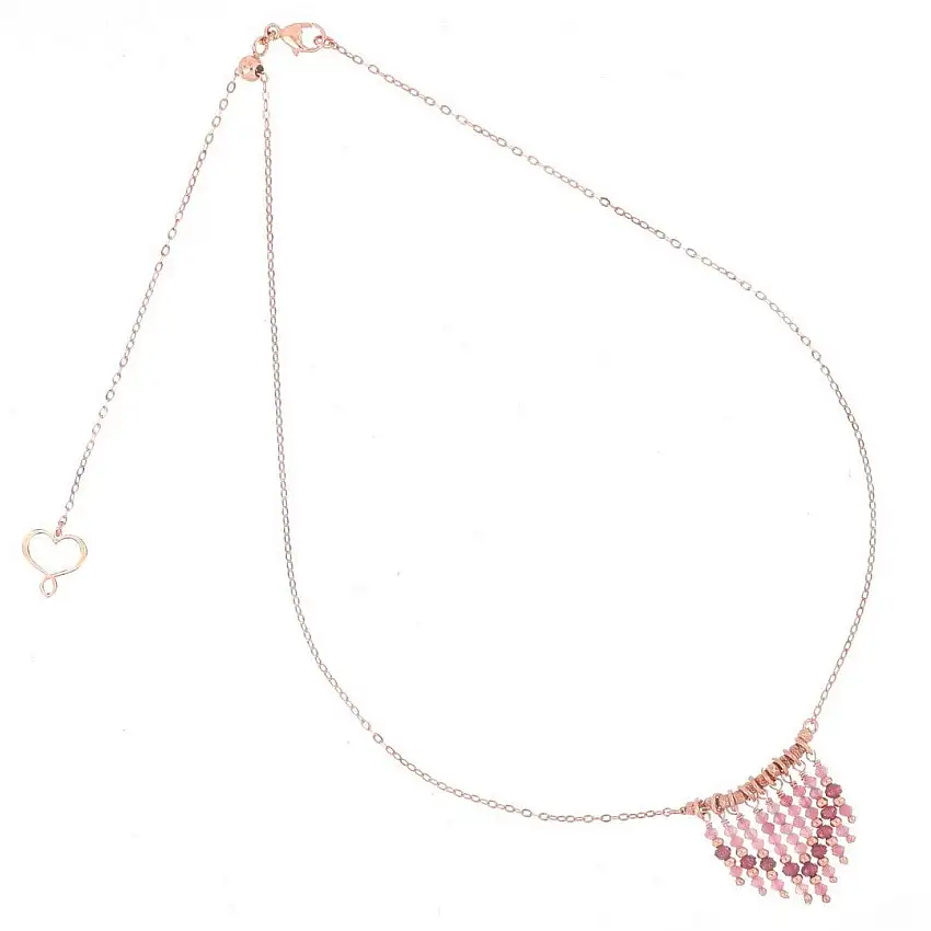 Maman et Sophie Women's Choker Necklace Pink and Red Stones Pendants - ghssatru