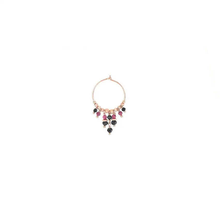 Maman et Sophie Women's Earring Medium Hoop Spinels and Rubies - orssa2spru