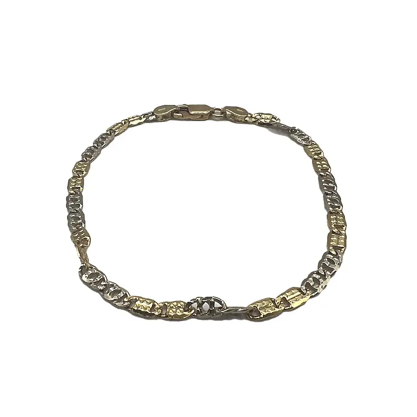 Yellow & White Gold Bracelet Curb Chain Gold House De Patto - 1N