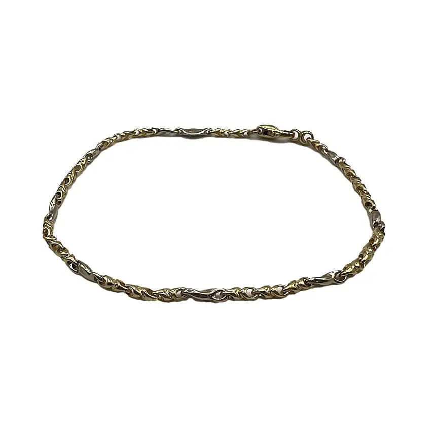 Yellow & White Gold Bracelet Tubular Mesh Gold House De Patto - 1S