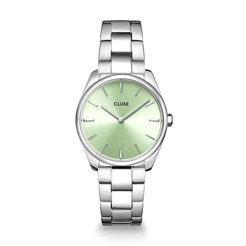 Cluse Feroce Petite Green, Silver Women's Watch - CW11215