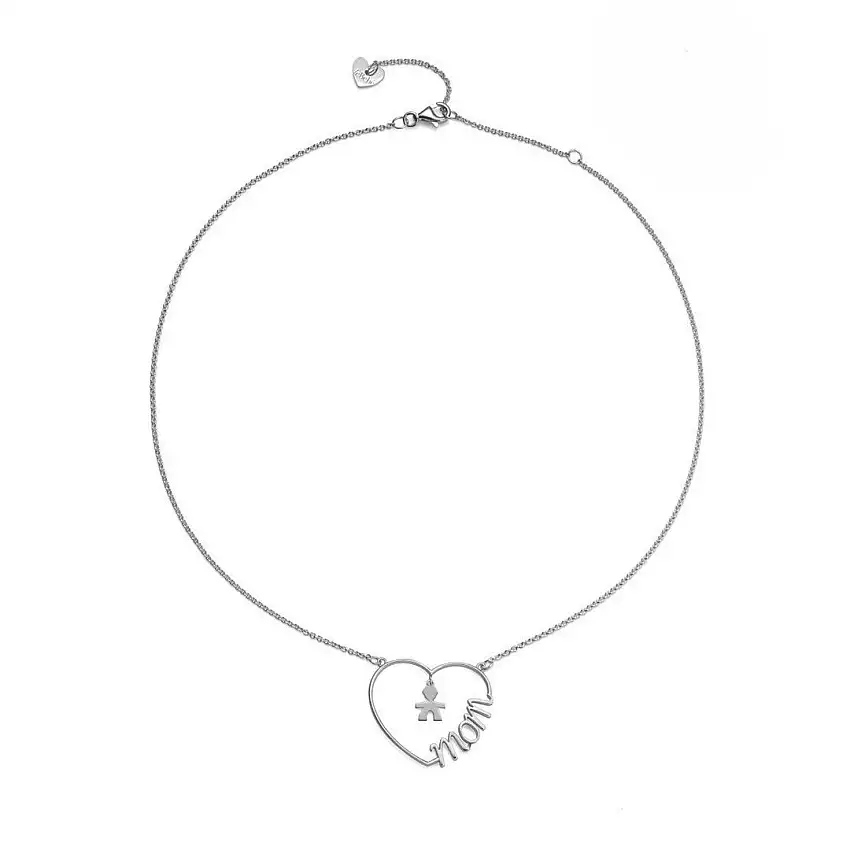 LeBebè Women's Necklace Silver Mom with Baby Boy - LBBCDM24/M