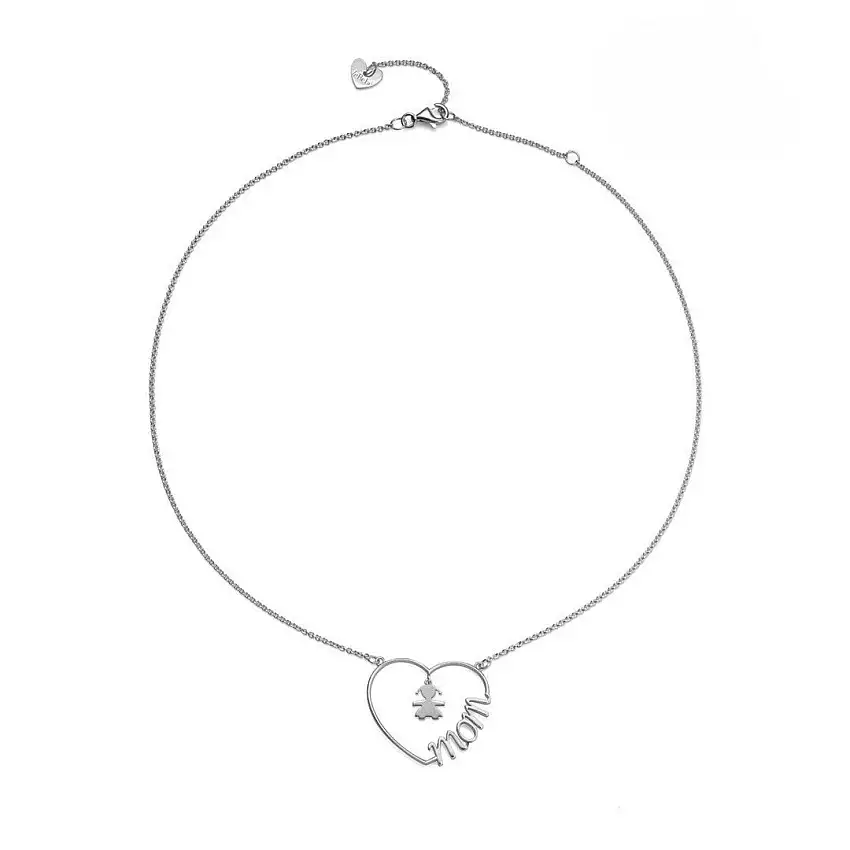 LeBebè Women's Necklace Silver Mom with Baby Girl - LBBCDM24/F