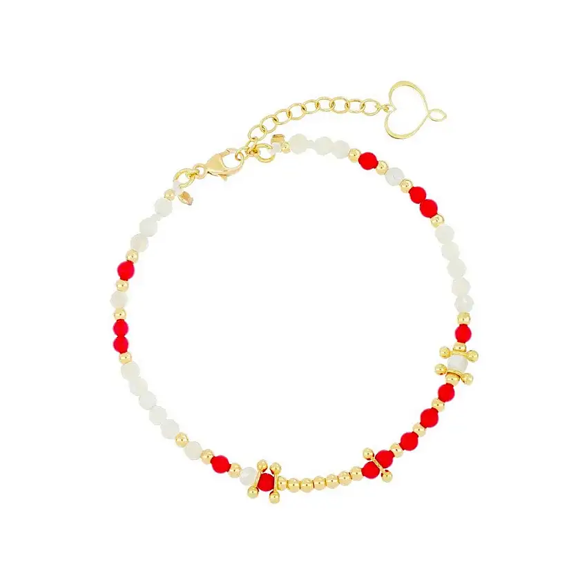 Maman et Sophie Mia Africa Coral and Mother of Pearl Women's Bracelet - brmafcomp