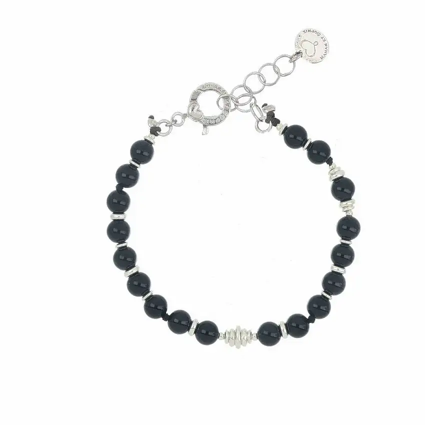 Maman et Sophie Tancredi Women's Bracelet in White Silver and Black Agate - brtan2ag