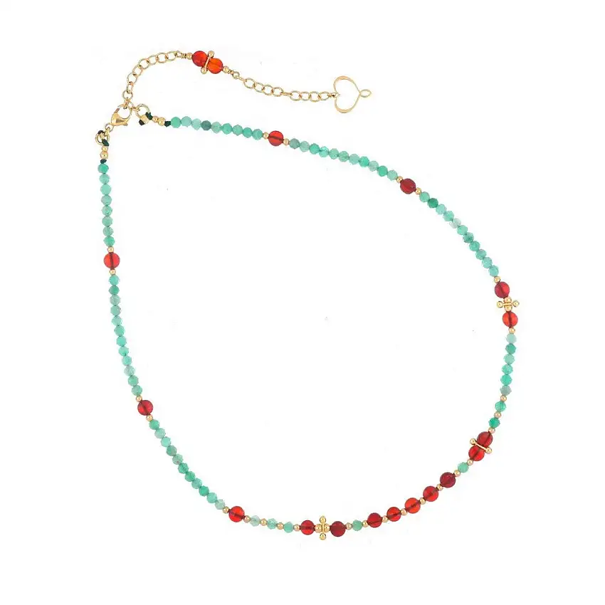 Maman et Sophie Women's Choker My Africa Emerald and Carnelian - gcisf2smco