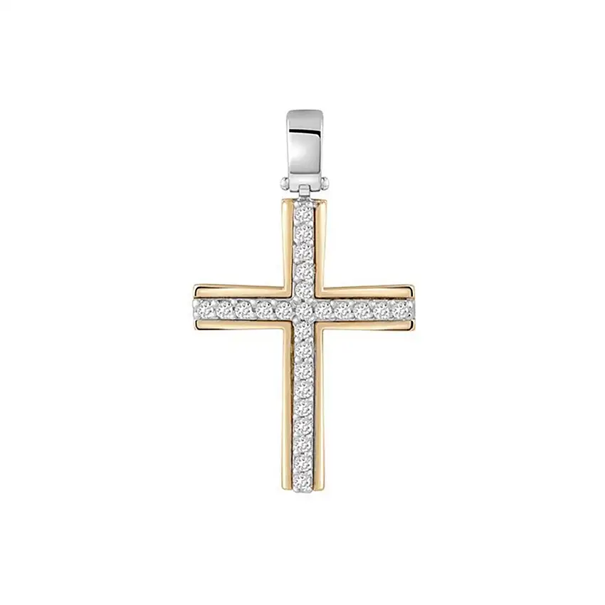 Bliss Yellow Gold and Diamond Cross Pendant - 20102445
