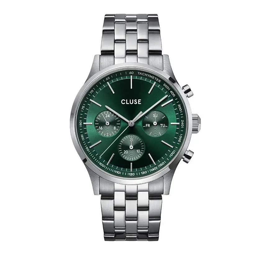 Cluse Men's Watch Anthéor Multifunction Watch Steel Green, Silver Color - CW21002