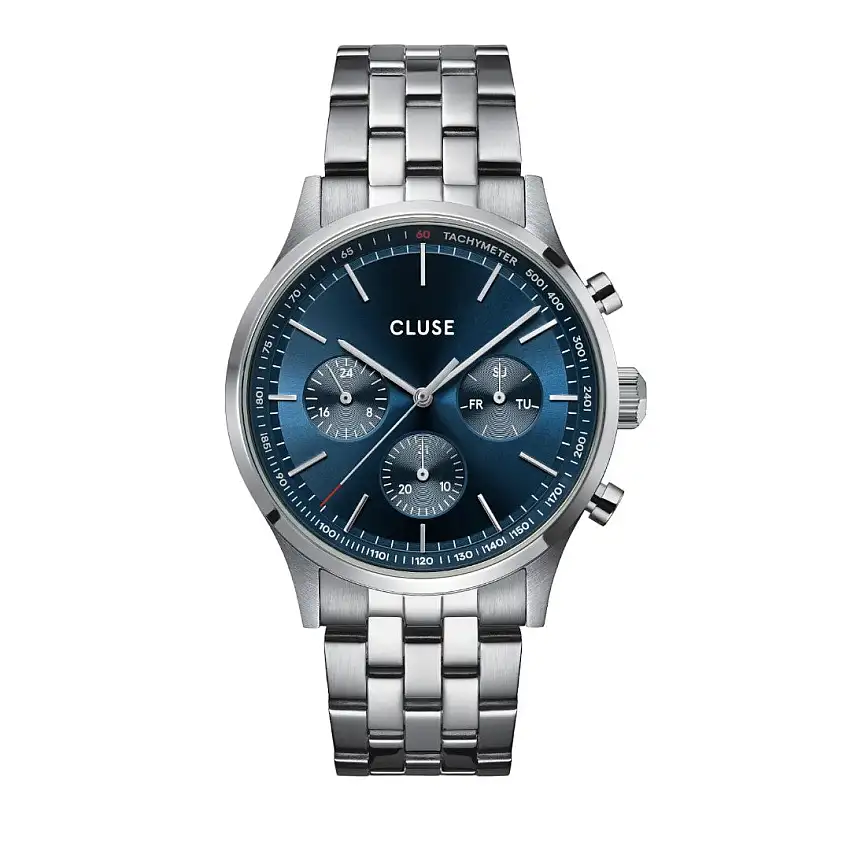 Cluse Men's Watch Anthéor Multifunction Watch Steel Blue, Silver Color - CW21003