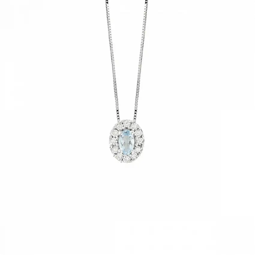 Bliss Stephanie Women's Necklace with Aquamarine and Diamonds - 20094858