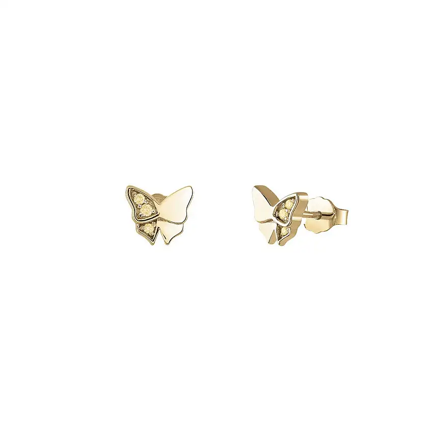 Bliss Women's Earrings Dream Butterfly Shapes Yellow Gold with Diamonds - 20104764