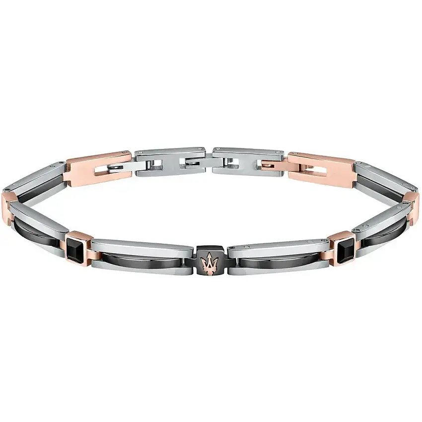 Maserati Br.Ceramic + Blk Crystal Men's Bracelet - JM223ATZ19