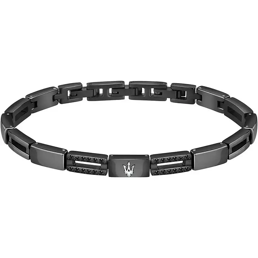 Maserati Br.Ceramic + Black Crystal Men's Bracelet - JM223ATZ21