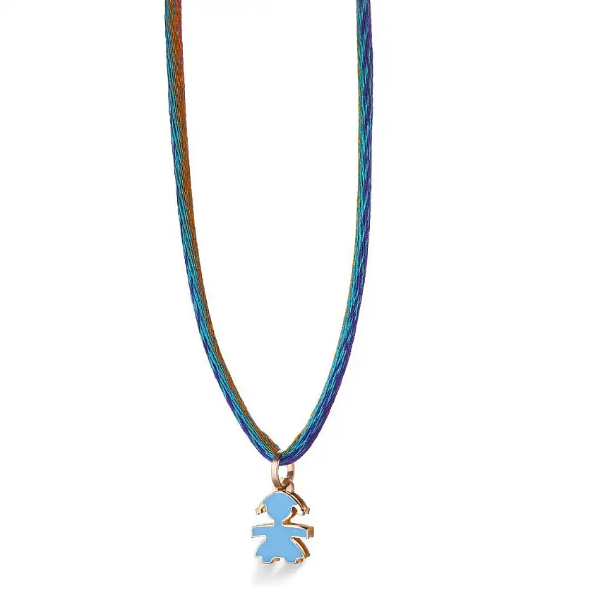 Women's Pendant leBebè I Mini Bimba Rose Gold and Indigo Enamel - LBB055-IND