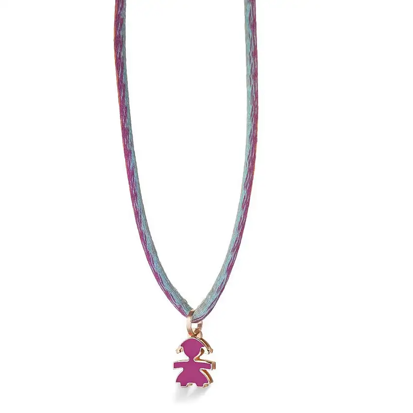 Women's Pendant leBebè I Mini Bimba Rose Gold and Purple Enamel - LBB055-VIO