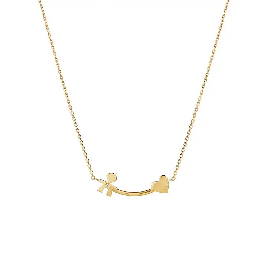 Women's Necklace leBebè Les Petits Baby and Heart Necklace Yellow Gold and Diamond - LBB730