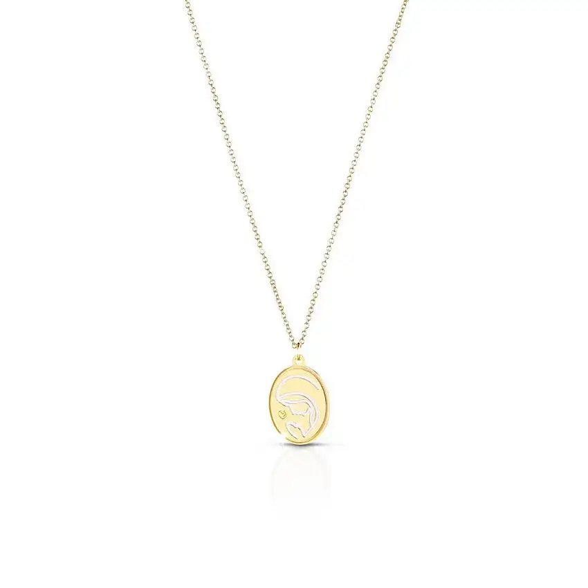 Women's Necklace leBebè Protect Me Yellow Gold Madonna and Heart - PMG083