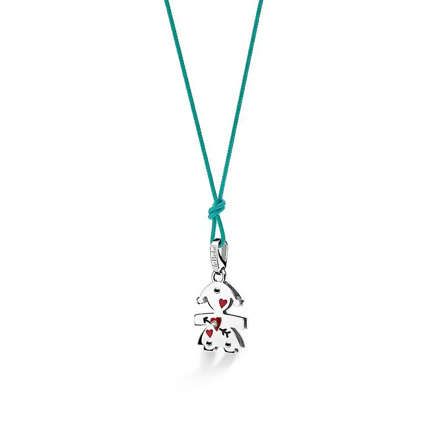 Women's Pendant leBebè Lovely Baby Girl with Enamelled Heart and Arrow and Diamond - LBB583