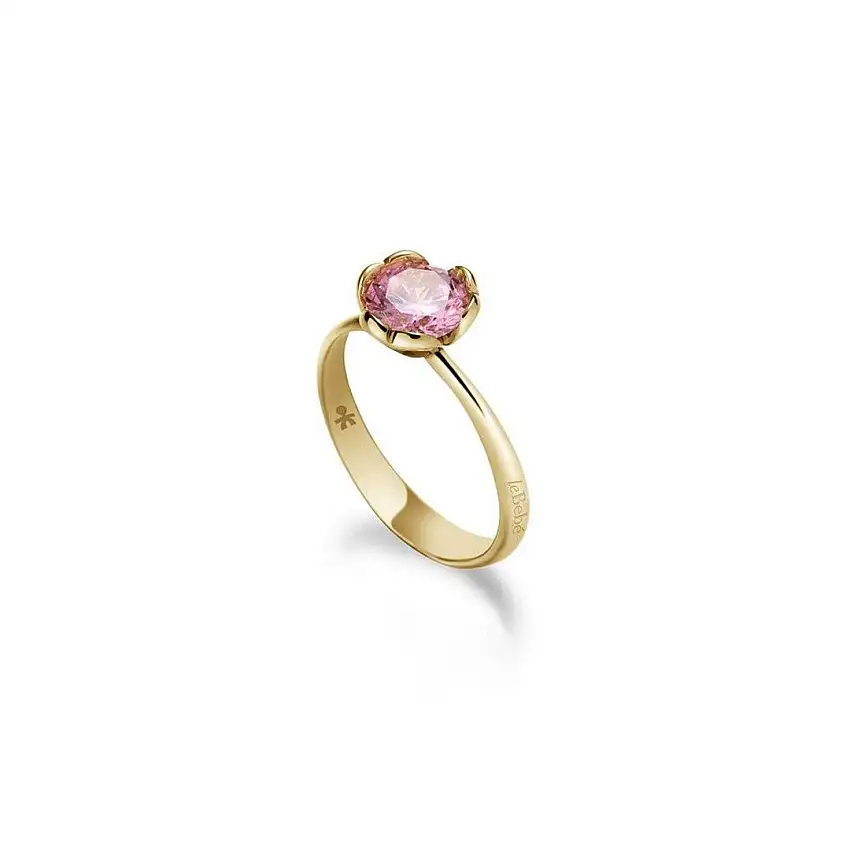 leBebè Lovely Women's Ring Yellow Gold and Pink Synthetic Quartz - LBB600-18