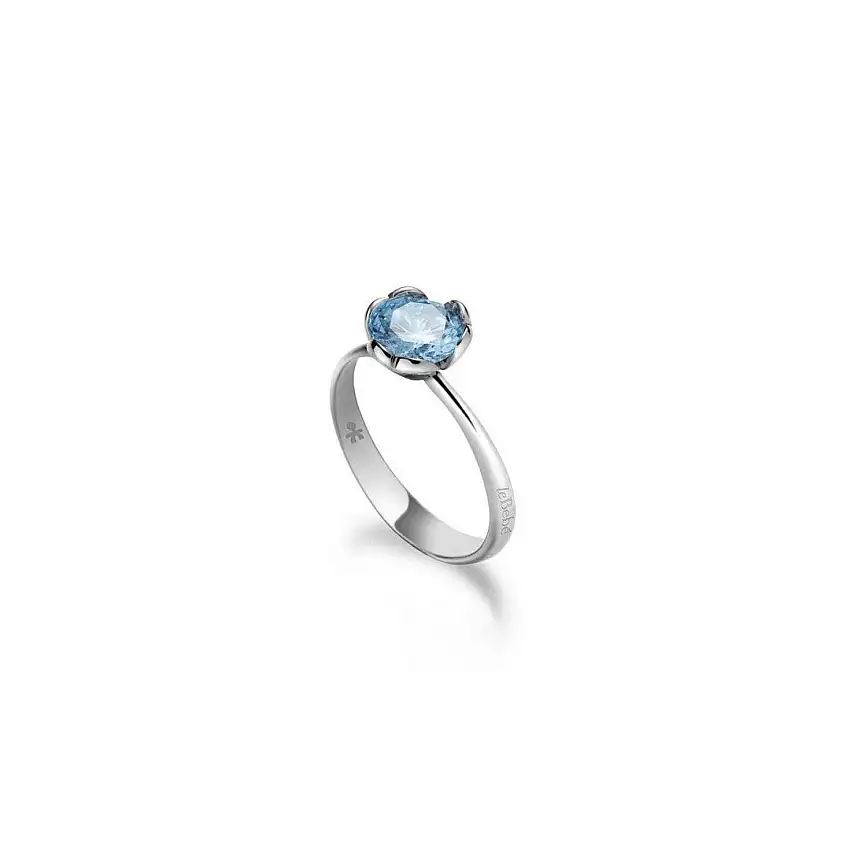 leBebè Lovely Women's Ring in White Gold and Synthetic Blue Topaz - LBB601-16