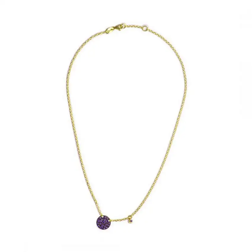 Alisei Women's Necklace with Round Purple Pendant - C181