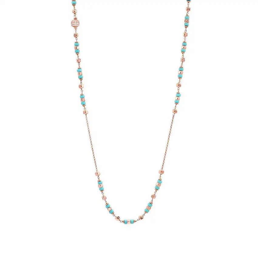 Alisei Women's Necklace Turquoise with Hematite Cubes - C196