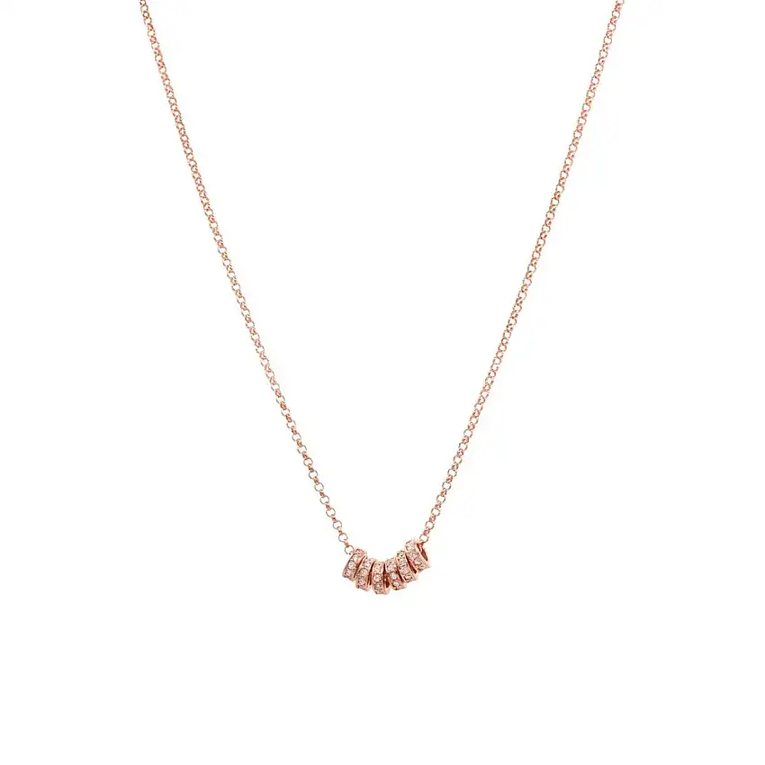 Alisei Women's Necklace Rolo' 6 Rondelle Pavè - C191