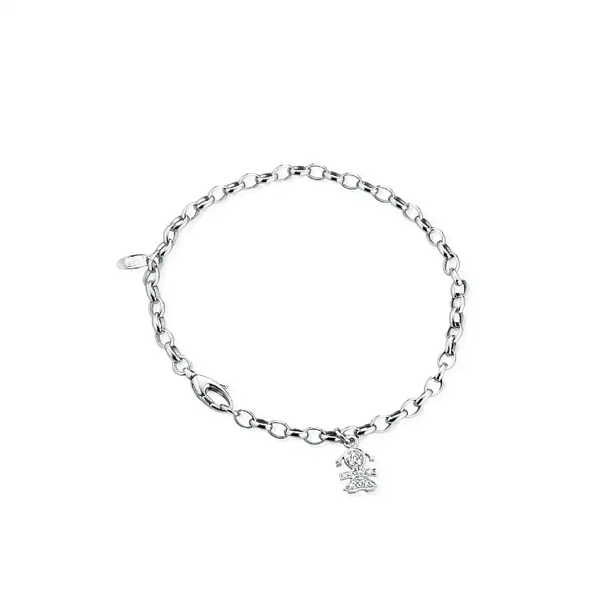 leBebè Women's Bracelet White Gold with Baby Girl in Pavè - LBB073
