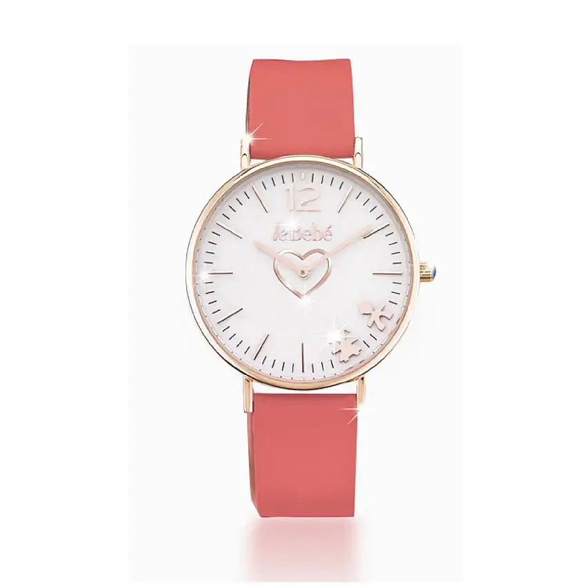 leBebè Women's Watch Fuchsia Leather Strap with White Dial - olb361-02c