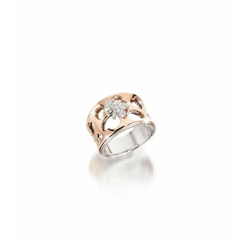 leBebè Double Plate Ring with Baby Girl in Diamond Pave - lbb352