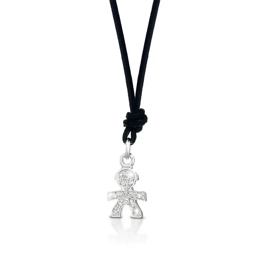 leBebè Baby Pendant for Women in White Gold and Diamond Pavè - lbb032